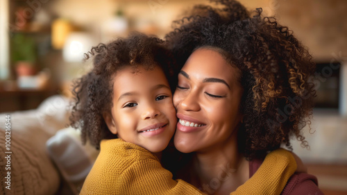 A heartwarming moment between a grandmother and granddaughter, captured in a tender kiss. This intimate and emotional image beautifully conveys the love, warmth and bond shared across generations,