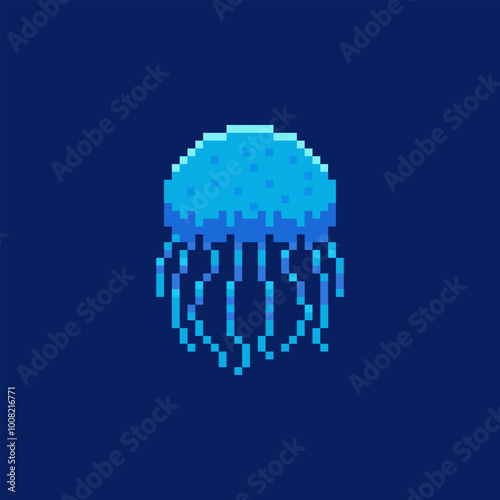 Pixel art jellyfish game asset design