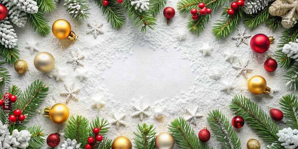Create stunning holiday designs with this serene White Christmas background framed by an elegant border, ideal for