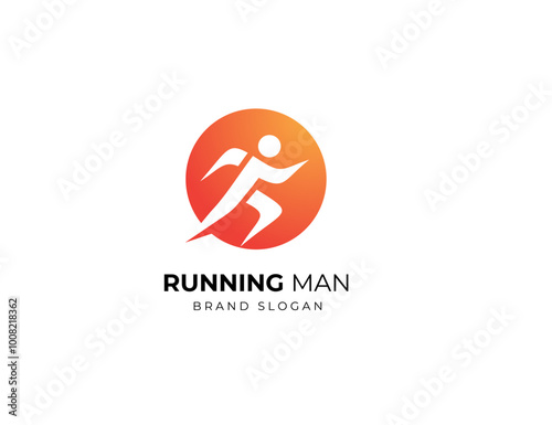 Running marathon trail run logo vector graphic illustration. Running man sport athletic logo design template