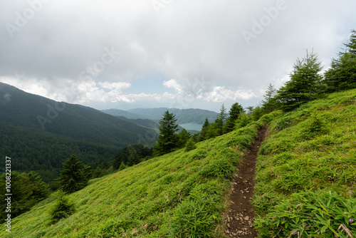 Hiking on Mountain Daibosatsu in Japan photo