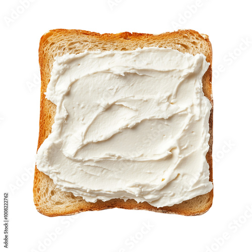 Cream Cheese Spread on Toasted Bread Isolated on Transparent Background