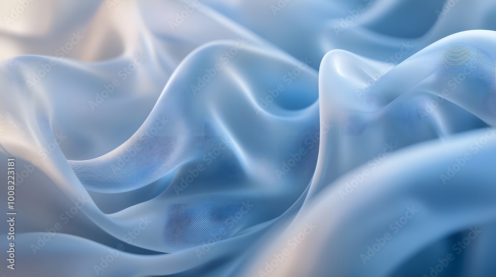 Fototapeta premium Soft, flowing blue fabric creating a serene, calming atmosphere.
