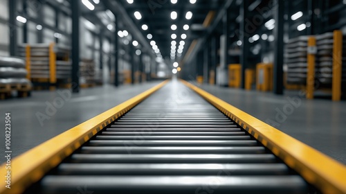 Modern Conveyor System in Industrial Warehouse Setting