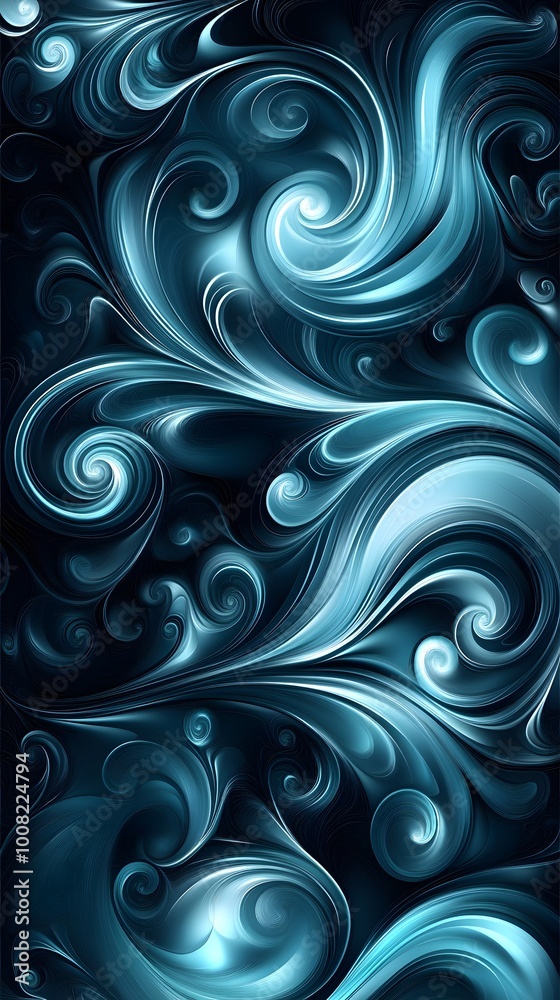 Abstract swirling patterns in blue and teal tones. Abstract swirling patterns in blue and teal tones.