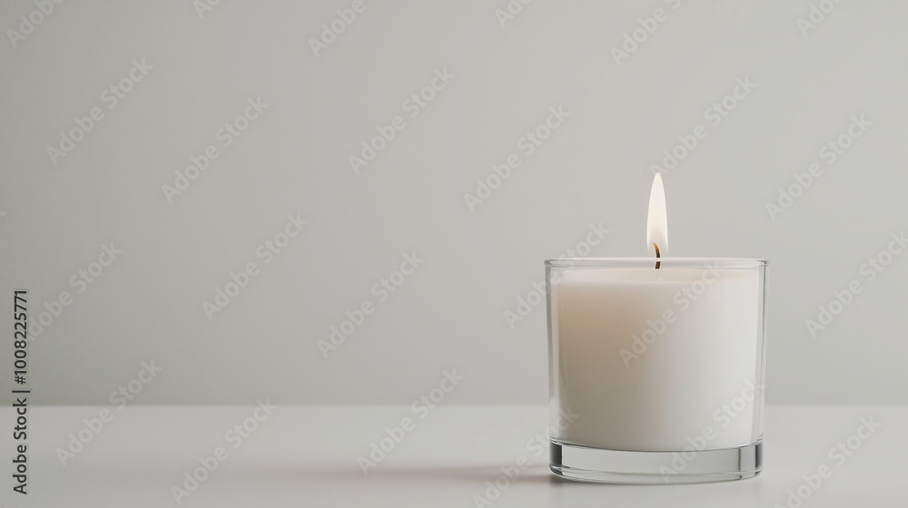 Calm White Candle on Table with Soft Background Calm White Candle on Table with Soft Background