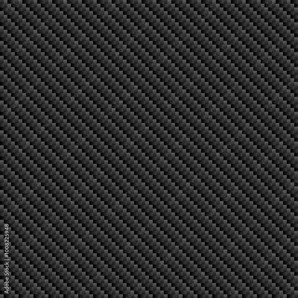 Black diagonal carbon fiber seamless texture pattern vector illustration. Textile fabric, car tuning or cloth macro seamless kevlar crisscross texture background.