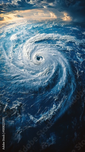 Hurricane Formation Seen from Satellite, Aerial Weather View