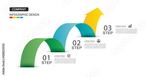 Infographics arrow symbol timeline business steps to success.