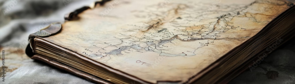An antique map book showcasing intricate designs and vintage craftsmanship, perfect for history enthusiasts and collectors. An antique map book showcasing intricate designs and vintage craftsmanship, perfect for history enthusiasts and collectors.