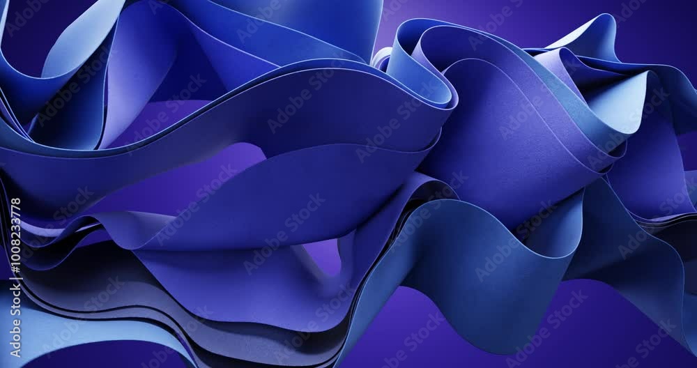 blue abstract background with floating leather textile