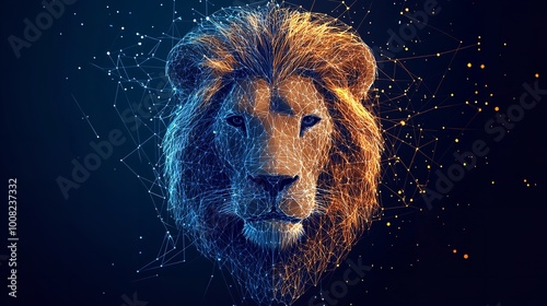 Abstract Vector Image of Lion. Lion's Head Low Poly Wireframe

 photo