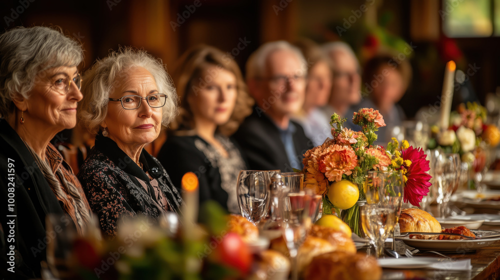 diverse group of families gathered around long table, enjoying warm meal together diverse group of families gathered around long table, enjoying warm meal together