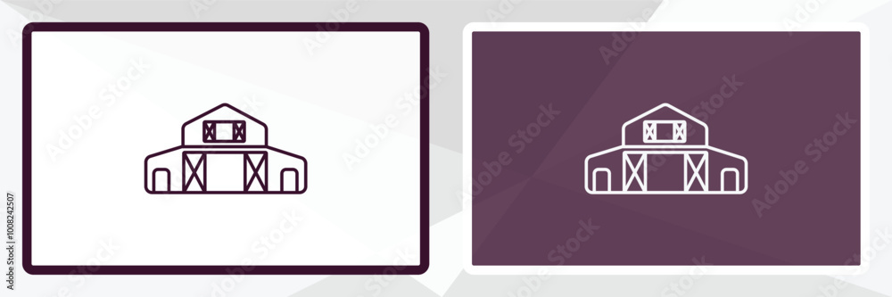 barn outline icon. Linear vector from farming and gardening concept. Thin line white and black barn icon isolated on white and dark background barn outline icon. Linear vector from farming and gardening concept. Thin line white and black barn icon isolated on white and dark background