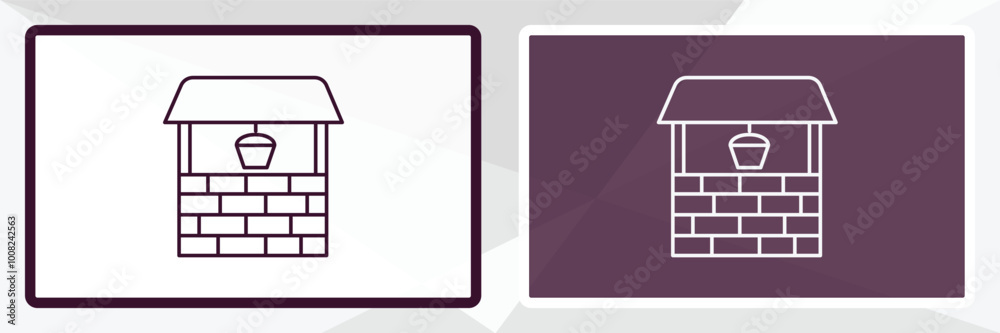 well outline icon. Linear vector from farming and gardening concept. Thin line white and black well icon isolated on white and dark background well outline icon. Linear vector from farming and gardening concept. Thin line white and black well icon isolated on white and dark background
