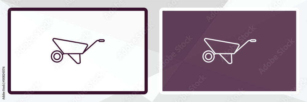 barrow outline icon. Linear vector from farming and gardening concept. Thin line white and black barrow icon isolated on white and dark background barrow outline icon. Linear vector from farming and gardening concept. Thin line white and black barrow icon isolated on white and dark background
