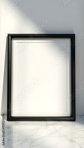 Decorative Black Picture Frame Mockup Empty Blank Frame for Wall Display in Photography