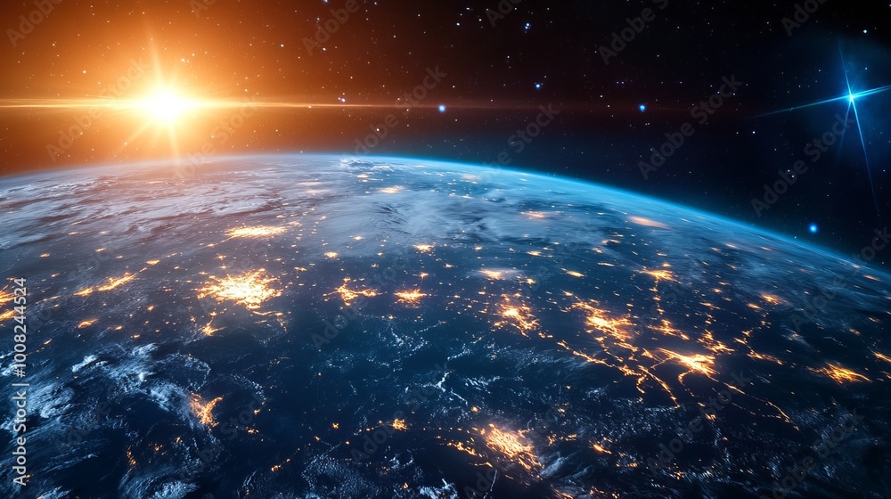 An illustration representing communication technology for internet business, showcasing a global network of telecommunication connections across the Earth. An illustration representing communication technology for internet business, showcasing a global network of telecommunication connections across the Earth.