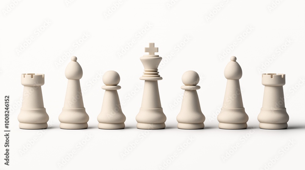 Minimalist White Chess Pieces on Light Background Minimalist White Chess Pieces on Light Background