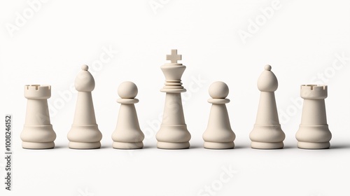 Minimalist White Chess Pieces on Light Background