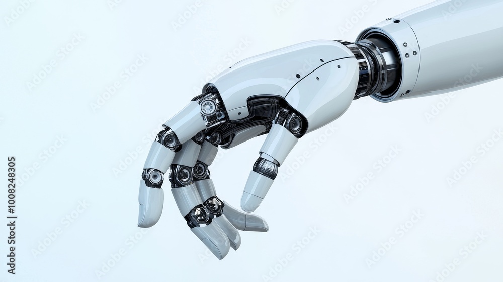 Futuristic robotic hand with intricate mechanical details, white isolate background. Futuristic robotic hand with intricate mechanical details, white isolate background.