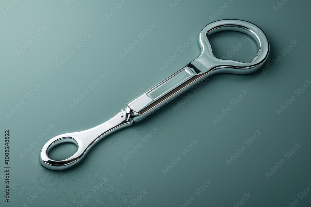 Sleek stainless steel hand tool resting on a smooth surface in soft, diffused light Sleek stainless steel hand tool resting on a smooth surface in soft, diffused light