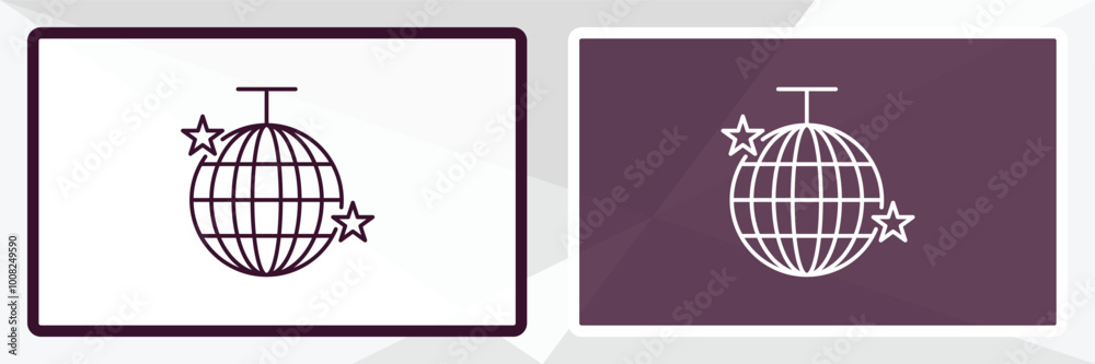 disco outline icon. Linear vector from entertainment concept. Thin line white and black disco icon isolated on white and dark background disco outline icon. Linear vector from entertainment concept. Thin line white and black disco icon isolated on white and dark background