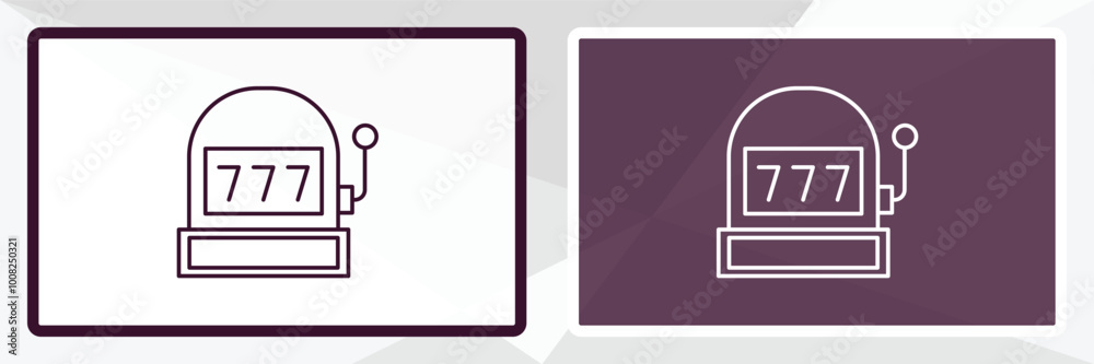 slot machine outline icon. Linear vector from entertainment concept. Thin line white and black slot machine icon isolated on white and dark background