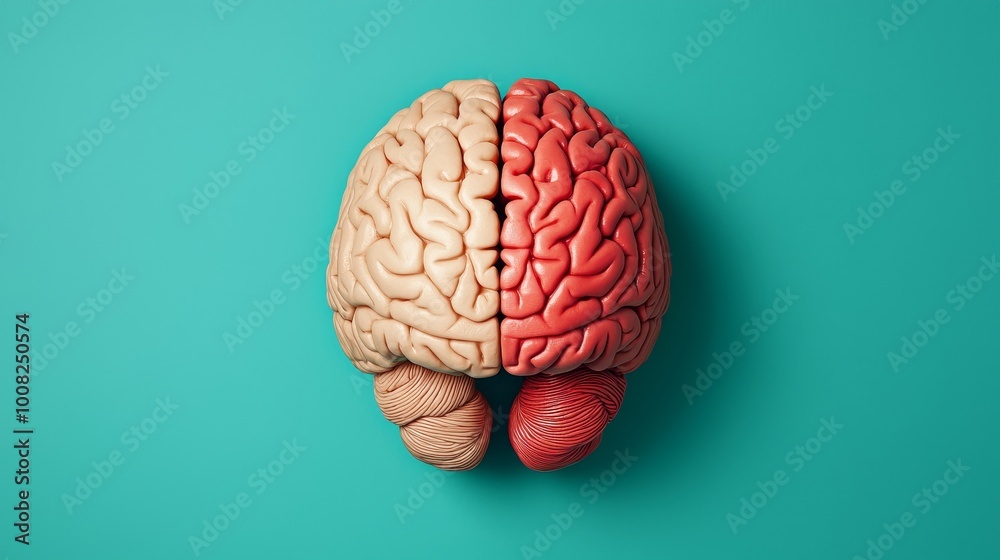 Colorful brain model showcasing different areas of mental function. Colorful brain model showcasing different areas of mental function.