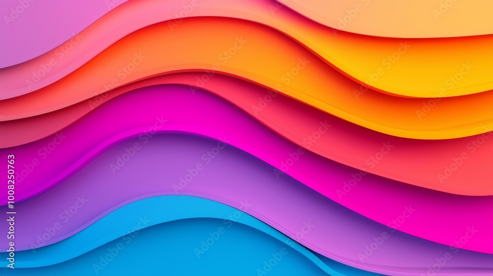 Colorful paper waves in vibrant shades of pink, orange, and blue on a soft background.