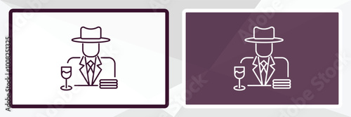 gambler outline icon. Linear vector from entertainment concept. Thin line white and black gambler icon isolated on white and dark background