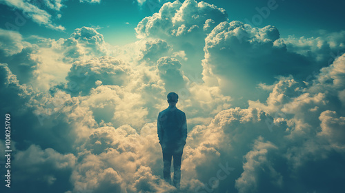 Wallpaper Mural Man in a suit standing in the clouds. Torontodigital.ca