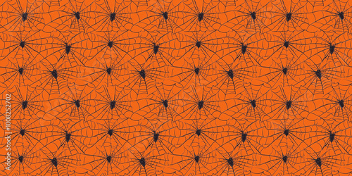 Spiderweb Halloween background with spooky, festive designs. Background seamless pattern.
