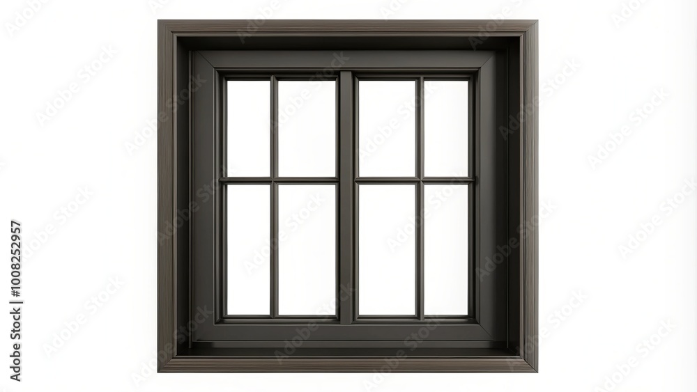 Isolated black wood window frame on white offers a stylish touch for home decor and architecture projects. Versatile Isolated black wood window frame on white offers a stylish touch for home decor and architecture projects. Versatile
