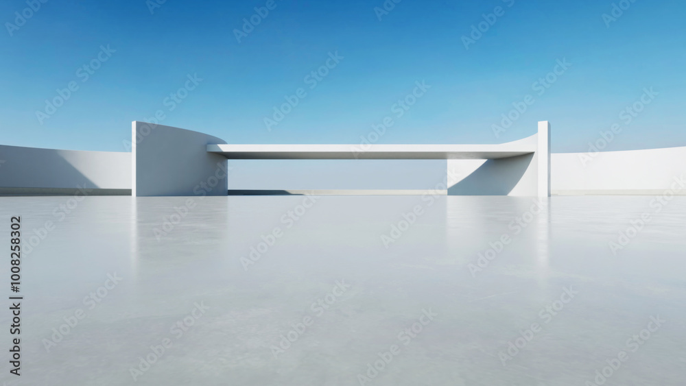 3d render of abstract modern concrete architecture with empty cement floor, minimal exterior, car presentation background 3d render of abstract modern concrete architecture with empty cement floor, minimal exterior, car presentation background