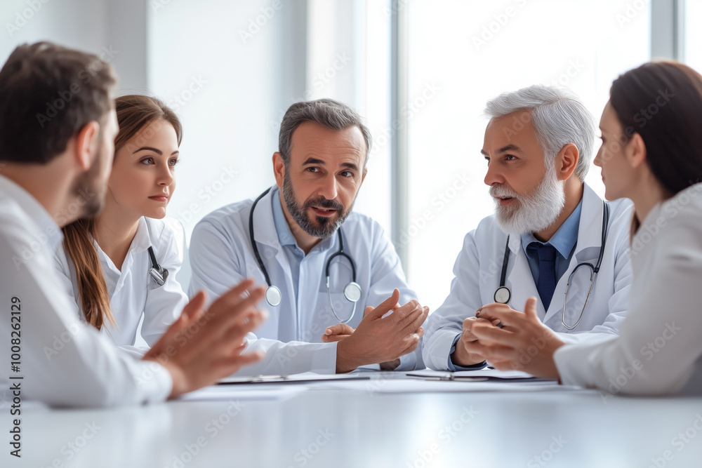 Obraz premium Medical team discussing patient care in a meeting