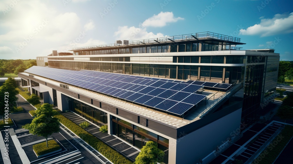 A photo of a commercial property with solar panels A photo of a commercial property with solar panels