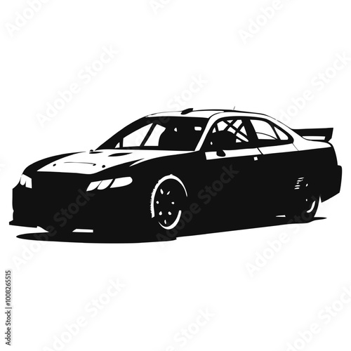 Race Car Silhouette: A powerful silhouette of a race car, capturing the spirit of speed, adrenaline, and competition. Perfect for automotive, motorsport, and racing-themed designs.  