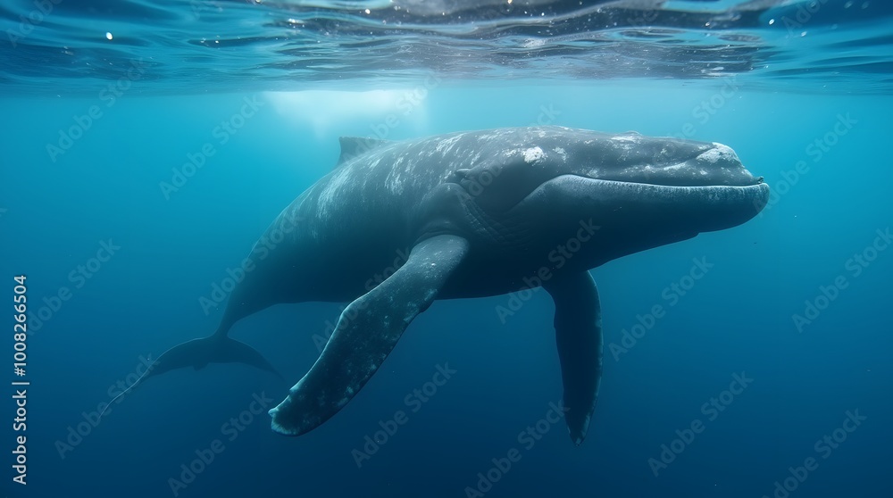 Fototapeta premium humpback whale underwater in caribbean