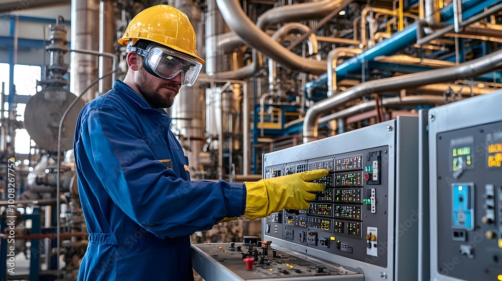 Worker Monitoring Control Panels in Oil Refinery Worker Monitoring Control Panels in Oil Refinery