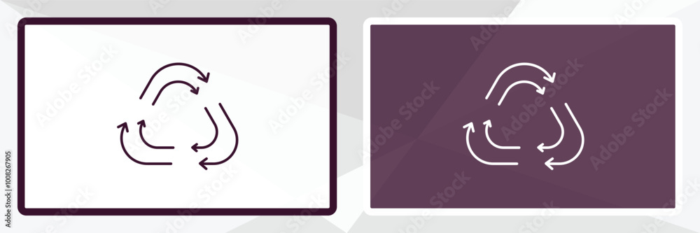 recycling symbol outline icon. Linear vector from ecology concept. Thin line white and black recycling symbol icon isolated on white and dark background recycling symbol outline icon. Linear vector from ecology concept. Thin line white and black recycling symbol icon isolated on white and dark background