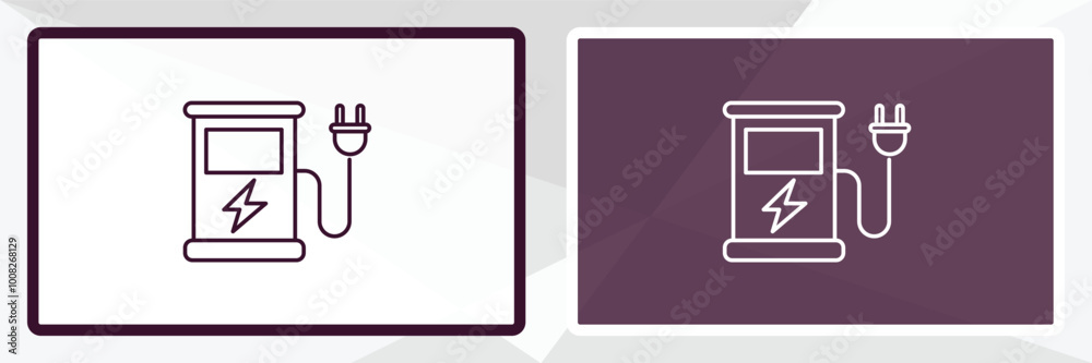 electric station outline icon. Linear vector from ecology concept. Thin line white and black electric station icon isolated on white and dark background electric station outline icon. Linear vector from ecology concept. Thin line white and black electric station icon isolated on white and dark background