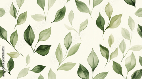 Green plant and leafs pattern. Pencil, hand drawn natural illustration. Simple organic plants design. Botany vintage graphic art. 4k wallpaper, background. Simple, minimal, clean design 