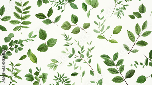 Green plant and leafs pattern. Pencil, hand drawn natural illustration. Simple organic plants design. Botany vintage graphic art. 4k wallpaper, background. Simple, minimal, clean design 