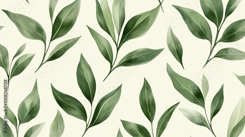 Green plant and leafs pattern. Pencil, hand drawn natural illustration. Simple organic plants design. Botany vintage graphic art. 4k wallpaper, background. Simple, minimal, clean design
