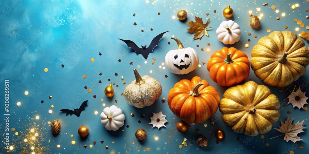 Spook-tacular Halloween greetings await! Delight in our card featuring playful pumpkins, bats, and ghosts on a dazzling Spook-tacular Halloween greetings await! Delight in our card featuring playful pumpkins, bats, and ghosts on a dazzling