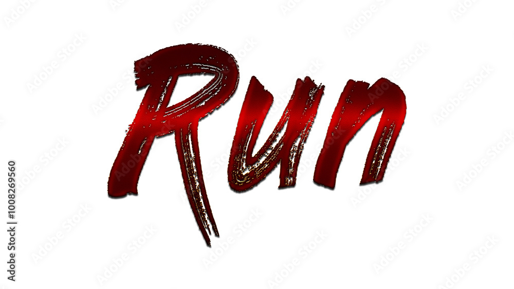 3D blood red word design of Run on white background. 3D blood red word design of Run on white background.