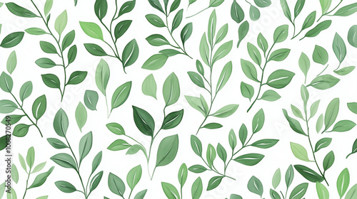 Green plant and leafs pattern. Pencil, hand drawn natural illustration. Simple organic plants design. Botany vintage graphic art. 4k wallpaper, background. Simple, minimal, clean design
