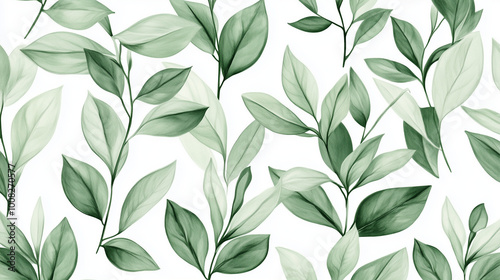 Green plant and leafs pattern. Pencil, hand drawn natural illustration. Simple organic plants design. Botany vintage graphic art. 4k wallpaper, background. Simple, minimal, clean design
