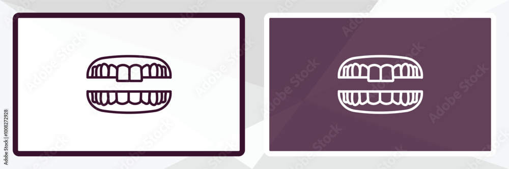denture outline icon. Linear vector from dentist concept. Thin line white and black denture icon isolated on white and dark background denture outline icon. Linear vector from dentist concept. Thin line white and black denture icon isolated on white and dark background